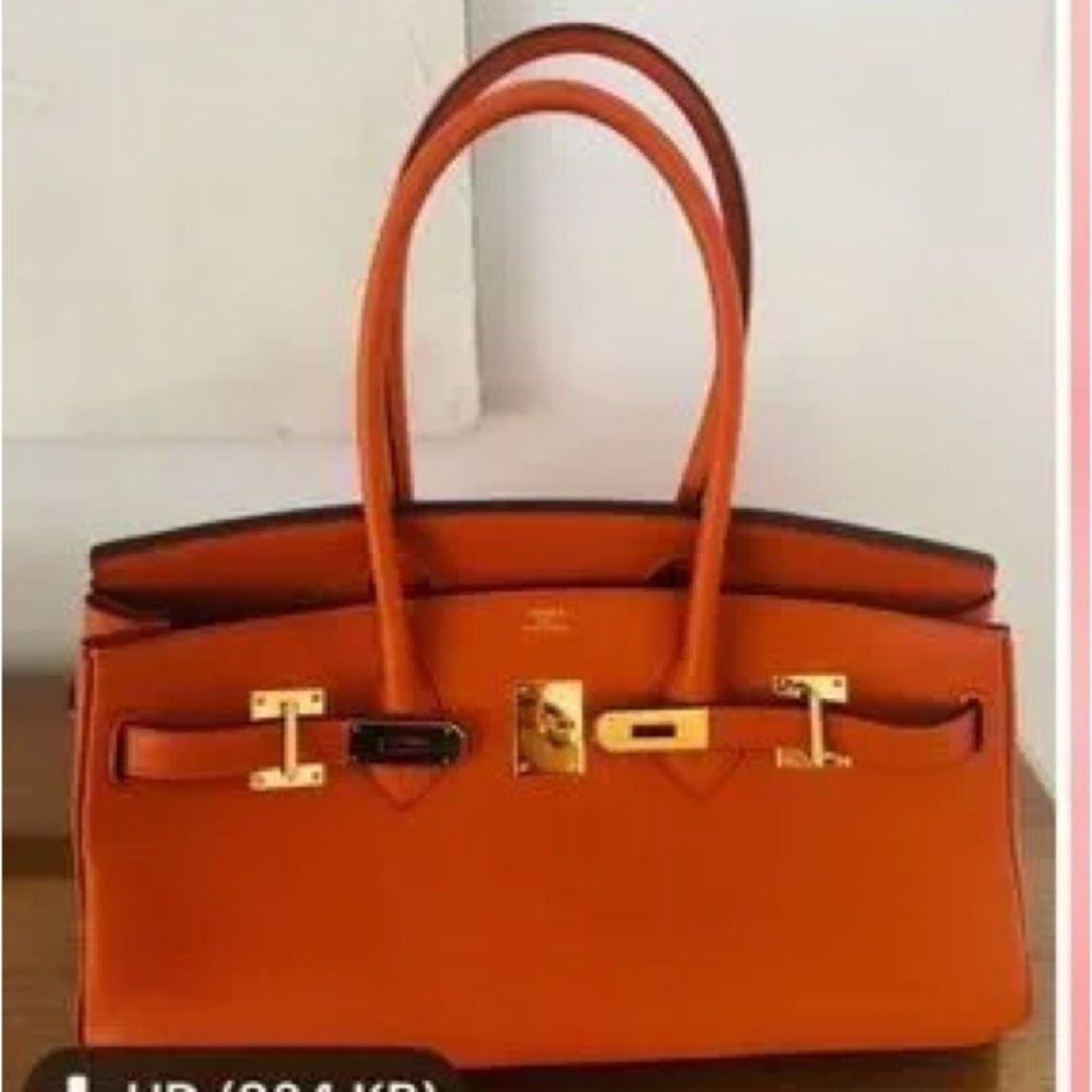 Orange Leather Tote Handbag GHW Clementine H SHOULDER BIRKIN JPG 42 - Picture 7 of 8